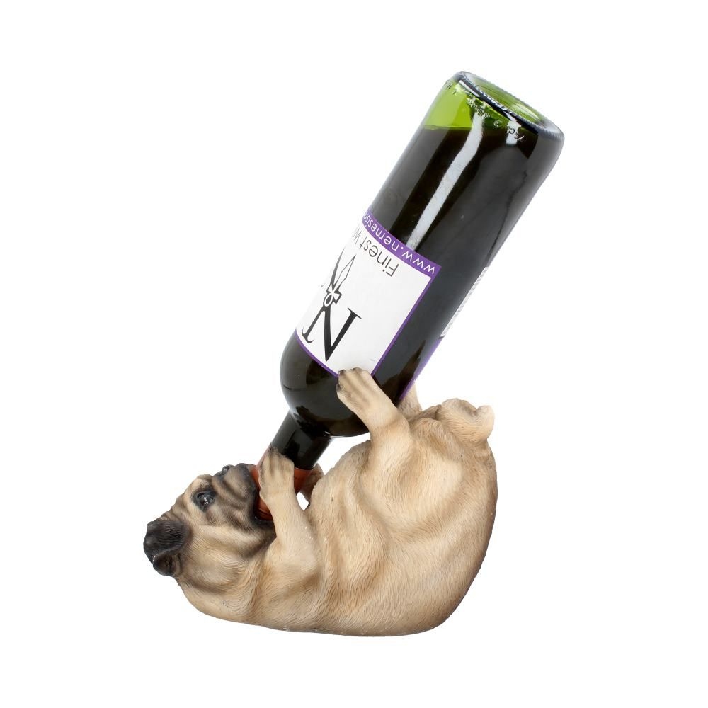 Nemesis Now Guzzlers - Portabottiglie Di Vino A Forma Di Carlino - Resina Dipinta A Mano - 21 Cm - Decorazione Originale